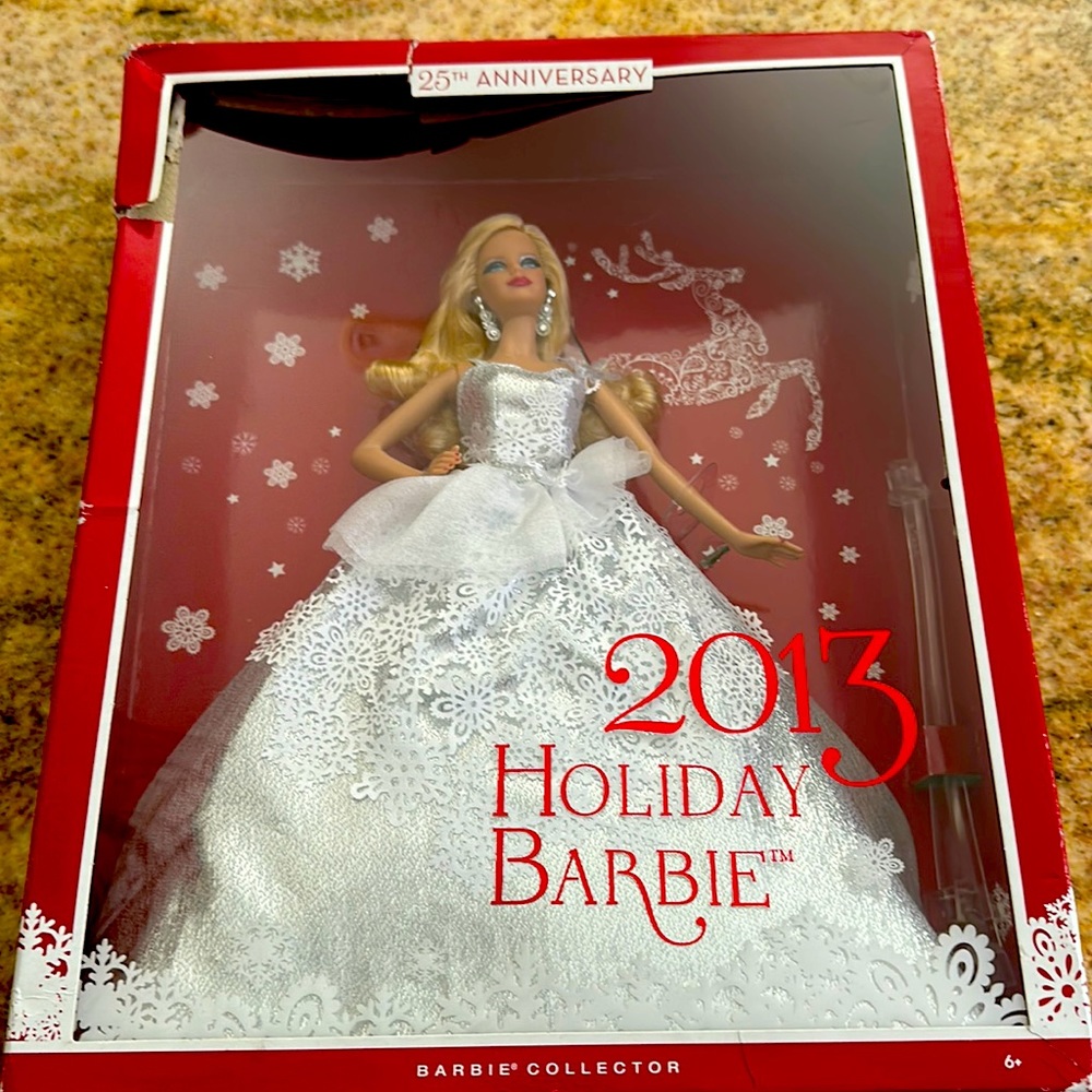 New Never opened rare collectors 2013 Holiday Barbie box damaged due to age